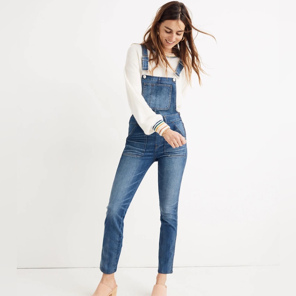 Madewell Skinny Overalls in Jansing Wash Raw Hem Women’s Size Medium